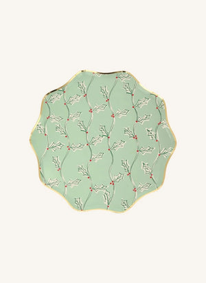 Meri Meri - أطباق كريسماس كبيرة بنقشة طبعة القالب (Block Print) - مجموعة من 8 قطع