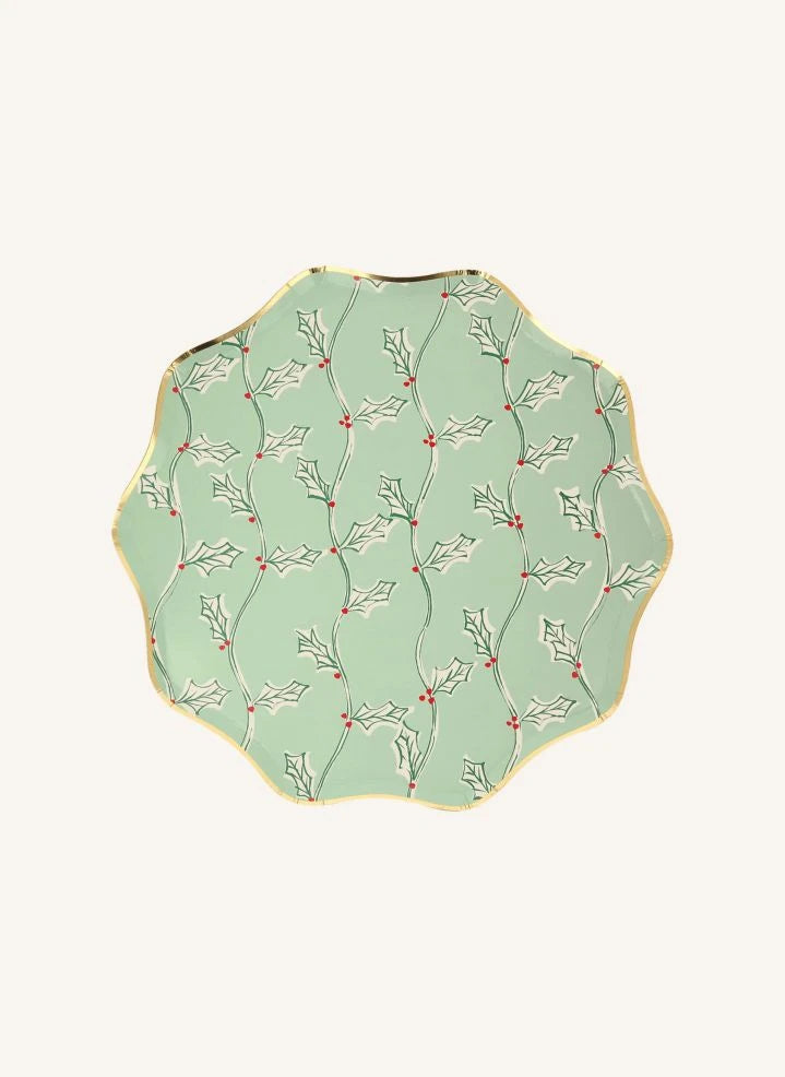 Meri Meri - أطباق كريسماس كبيرة بنقشة طبعة القالب (Block Print) - مجموعة من 8 قطع