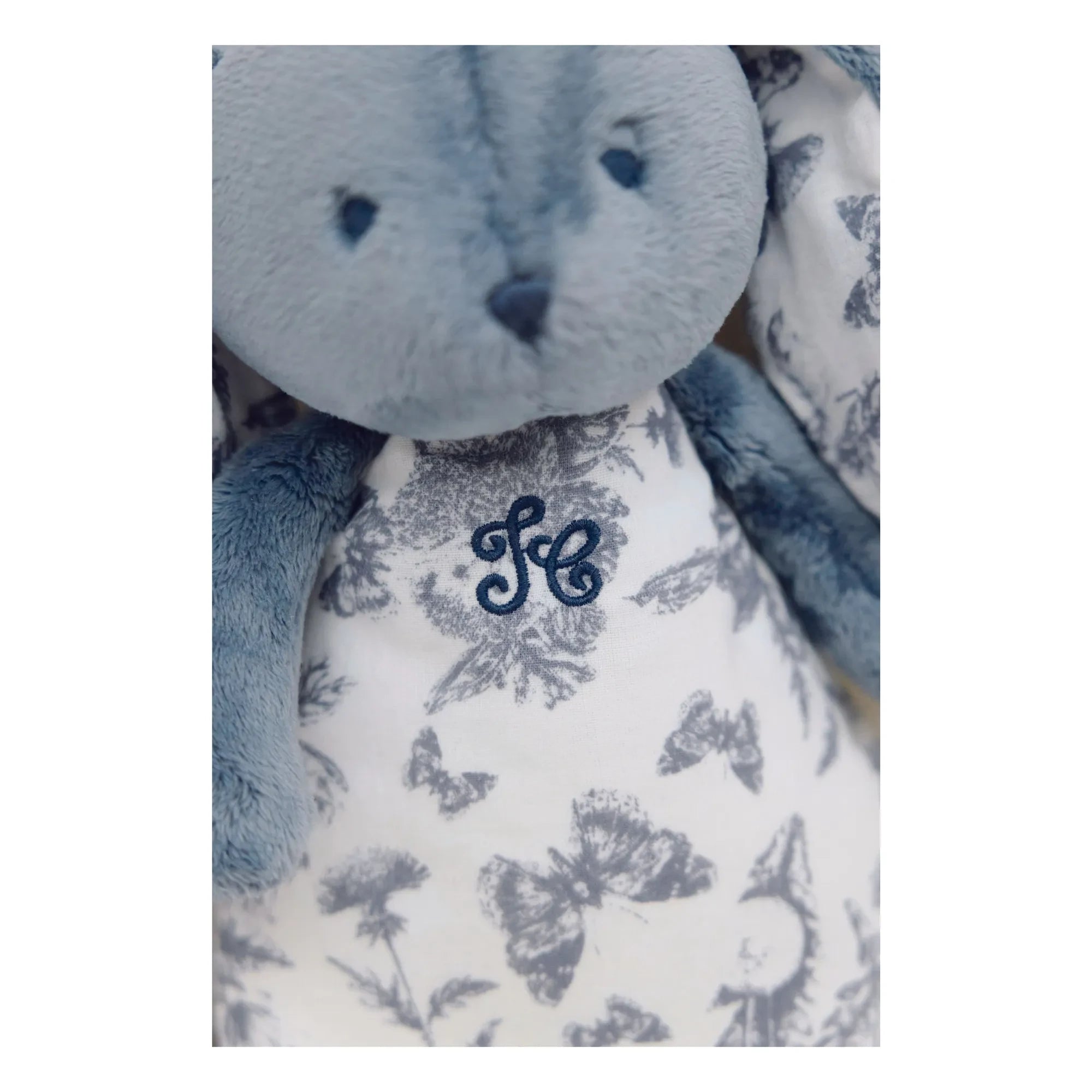 Tartine et Chocolat - Doudou gece lambası Augustin le lapin Toile de Jouy | Mavi