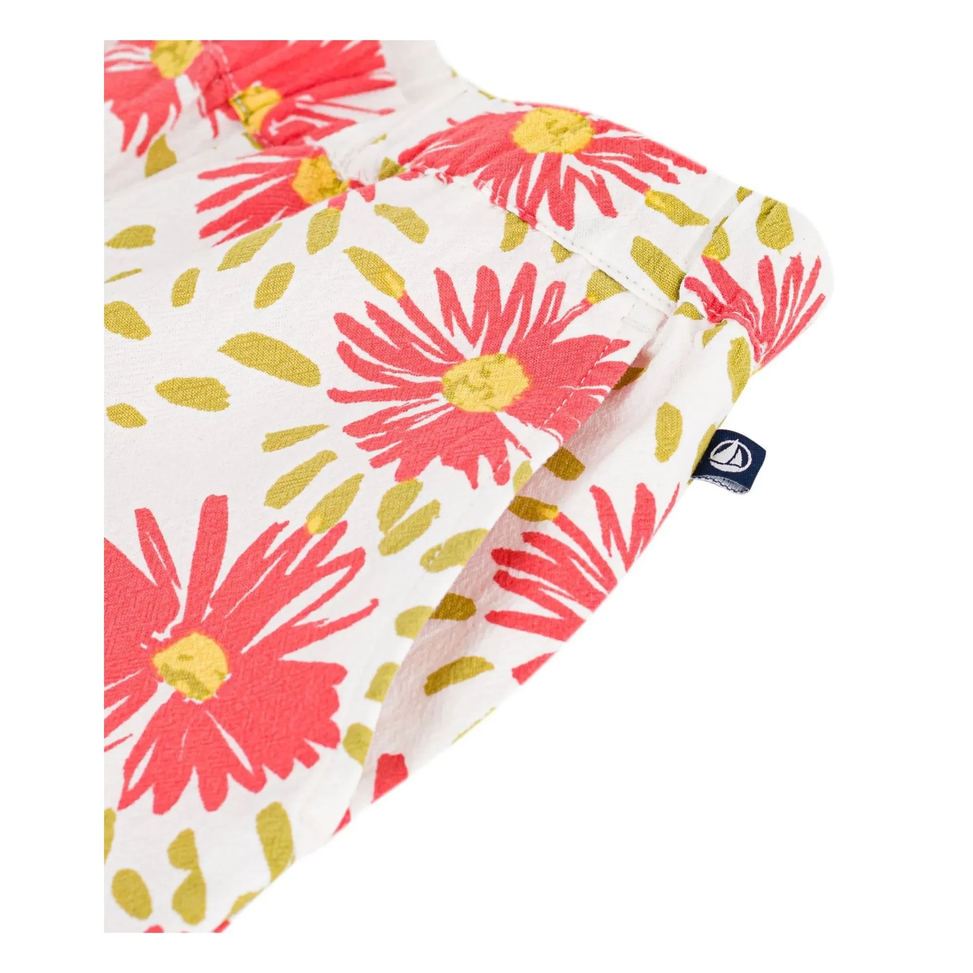 Petit Bateau - Organik pamuklu Crépon çiçekli pantolon | Beyaz