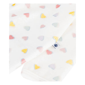 Petit Bateau - Dors Bien Cœurs Bouclette Kadife Pamuklu Pijama | Beyaz