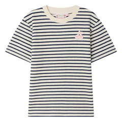 Bonpoint - Çizgili Lila T-shirt | Ekru