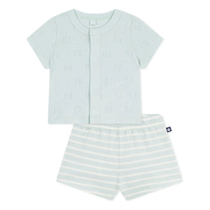 Petit Bateau - Organik Pamuklu Havlu Üst ve Şort Takımı | Turkuaz