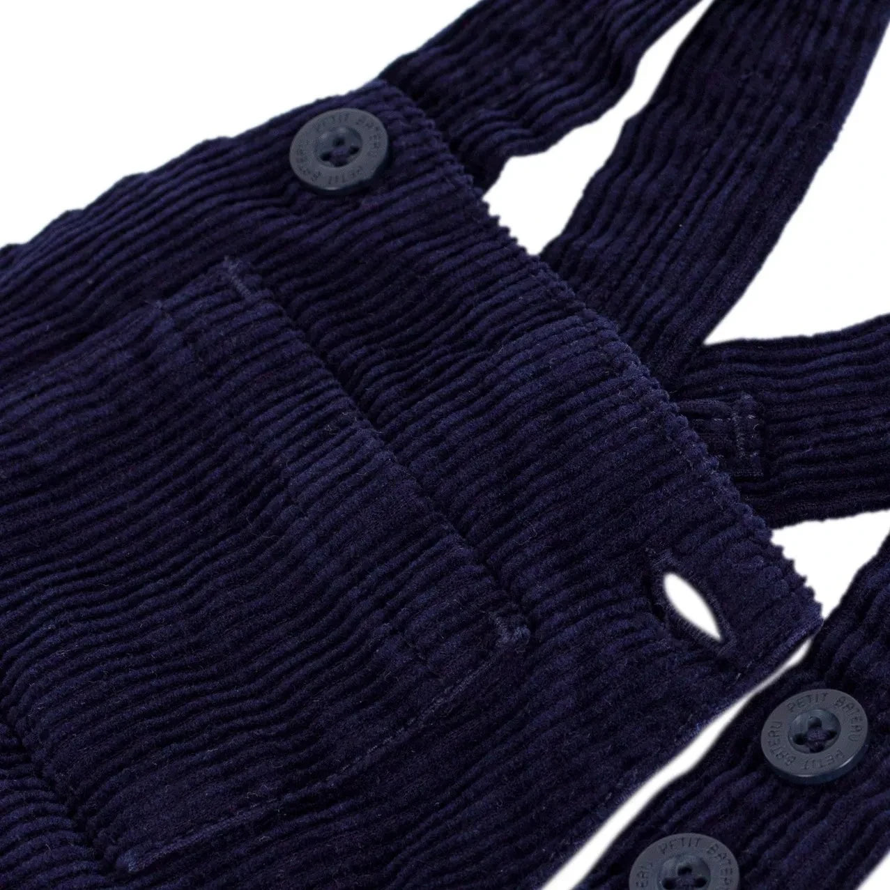 Petit Bateau - Düz Kadife Organik Pamuk Salopet | Gece mavisi
