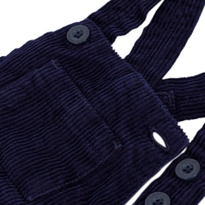 Petit Bateau - Düz Kadife Organik Pamuk Salopet | Gece mavisi