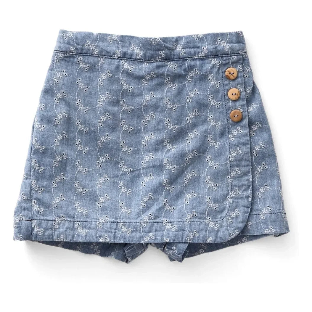 Soor Ploom - Zeytin Rengi Denim Mini Etek | Mavi