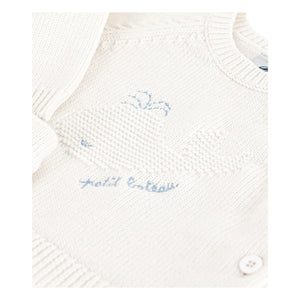 Petit Bateau - Whale Yün Kazak ve Pantolon Takımı | Beyaz
