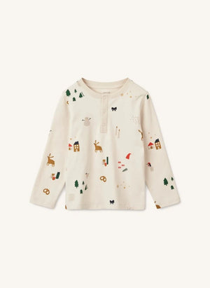 Liewood - Wilhelm Christmas Pijama Seti Organik Pamuk | Ekru
