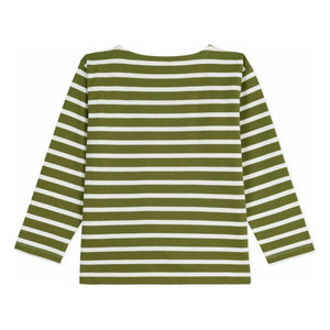 Petit Bateau - Logo Kollu Marinière Tişört Organik Pamuk | Yeşil