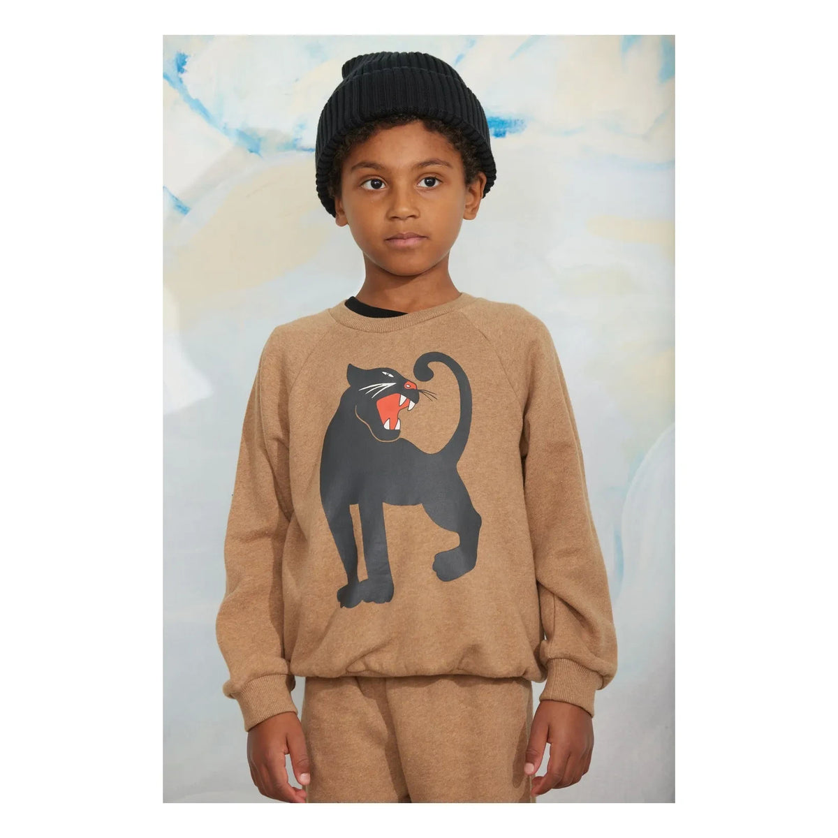 Mini Rodini - Panther organik pamuk sweatshirt | Kahverengi