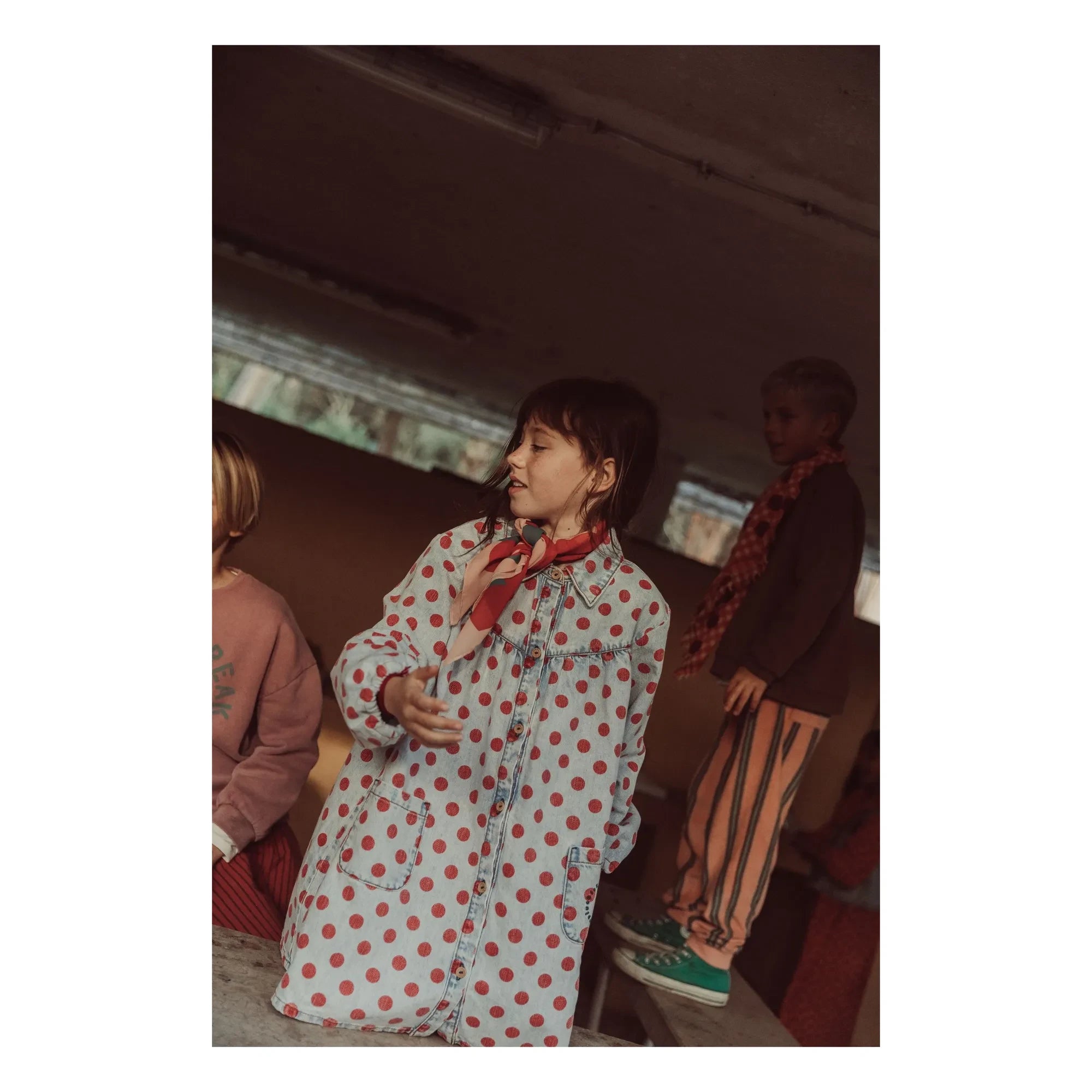 Piupiuchick - Pois Denim Elbise | Açık Mavi