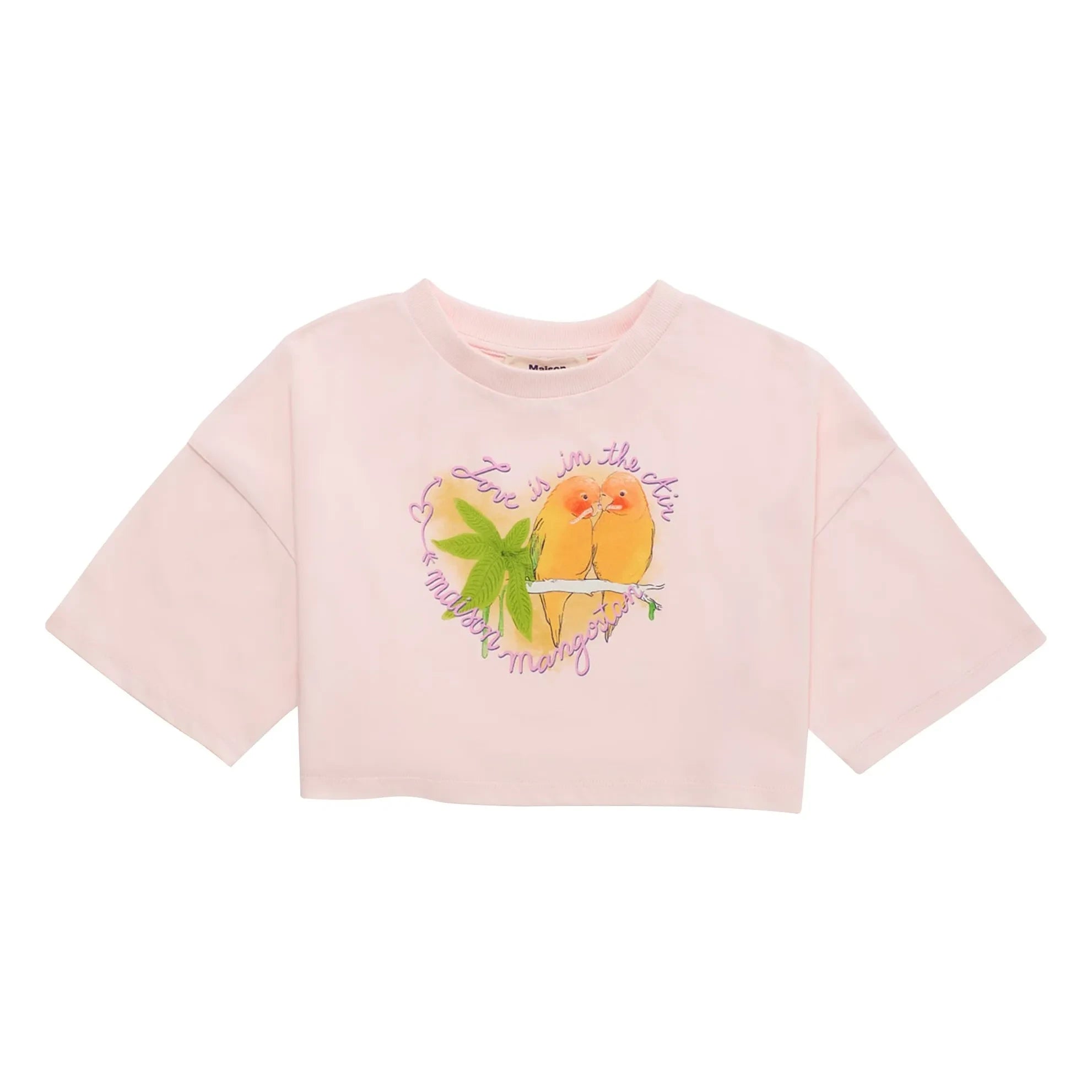 Maison Mangostan - Birds Crop T-shirt | Soluk Pembe
