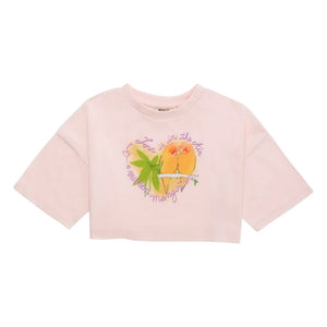 Maison Mangostan - Birds Crop T-shirt | Soluk Pembe
