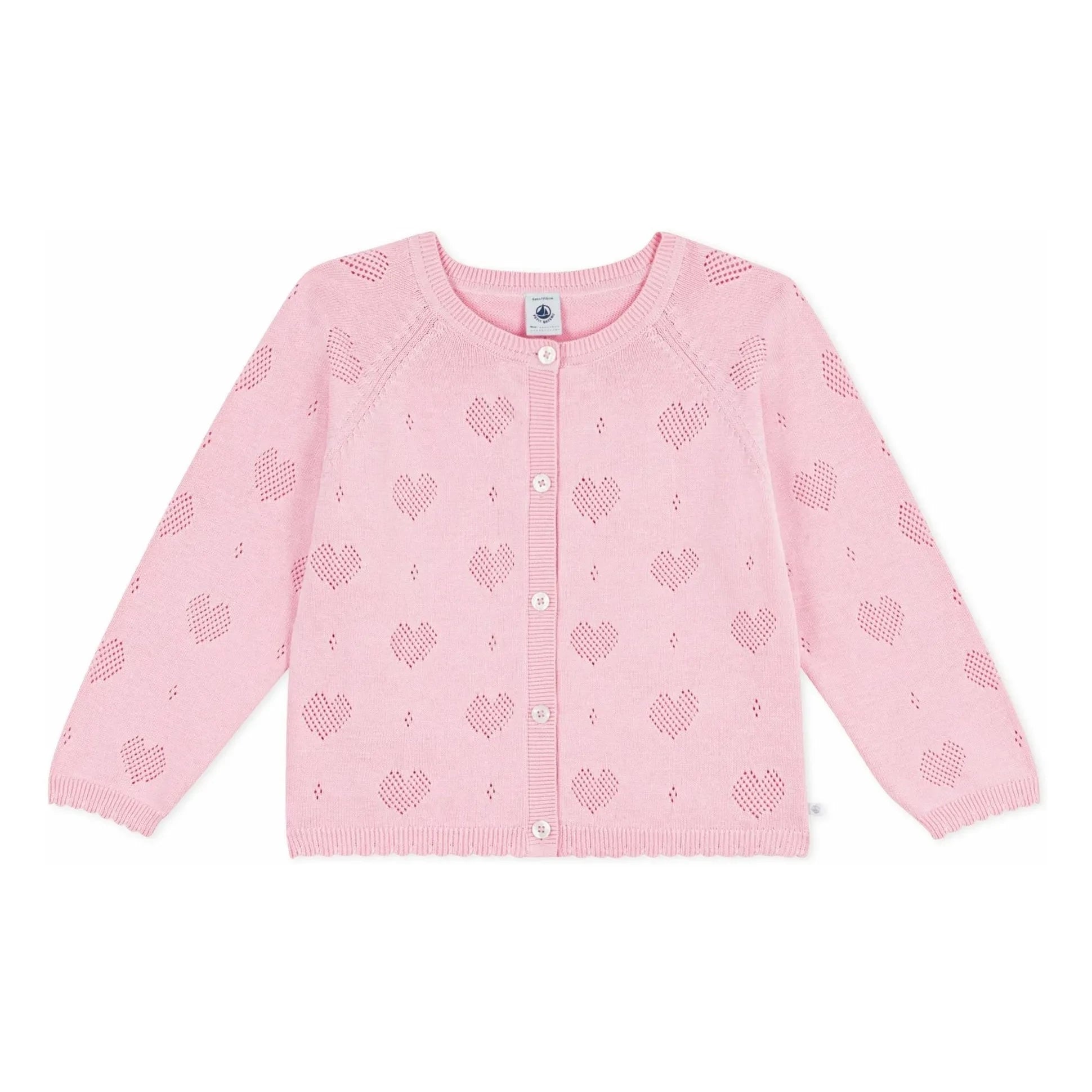 Petit Bateau - Organik Pamuk Ajurlu Kalpler Hırka | Pembe