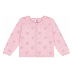 Petit Bateau - Organik Pamuk Ajurlu Kalpler Hırka | Pembe