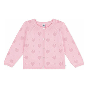 Petit Bateau - Organik Pamuk Ajurlu Kalpler Hırka | Pembe