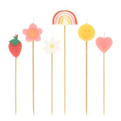 Meri Meri - Happy Icons doğum günü mumları - 6'lı set