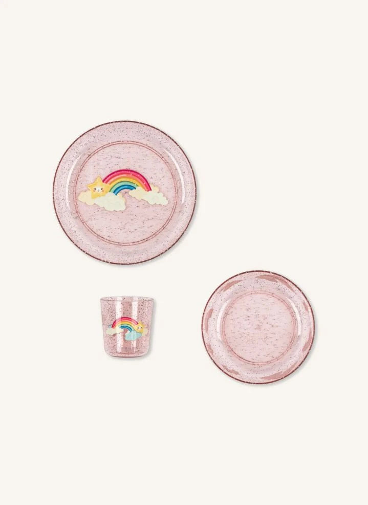 Konges Sløjd - Gökkuşağı Simli Yemek Takımı | Pembe