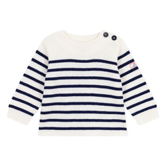 Petit Bateau - Marinière Logo Yün Kazak | Beyaz
