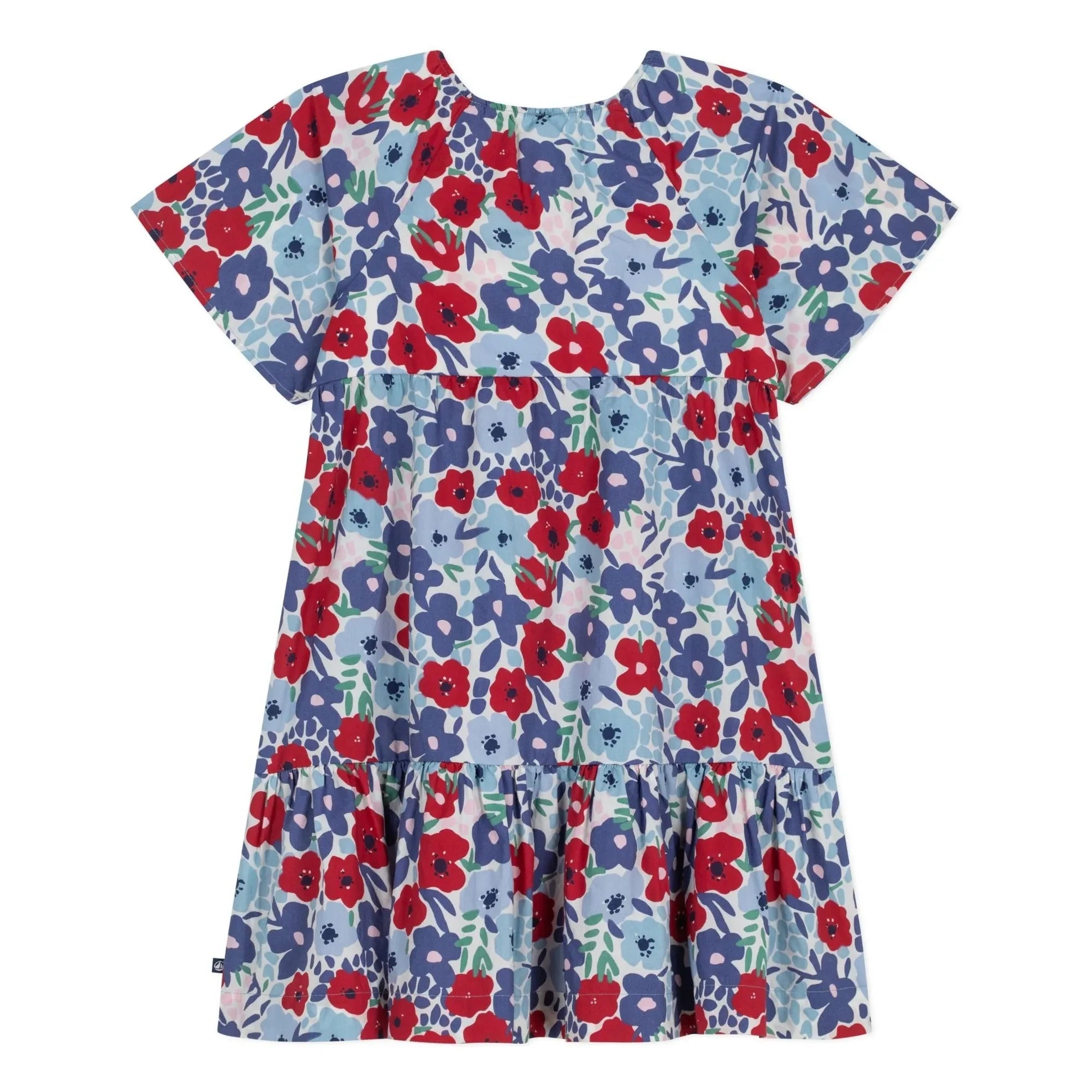 Petit Bateau - Organik Pamuk Poplin Çiçekli Elbise | Mavi