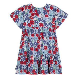 Petit Bateau - Organik Pamuk Poplin Çiçekli Elbise | Mavi