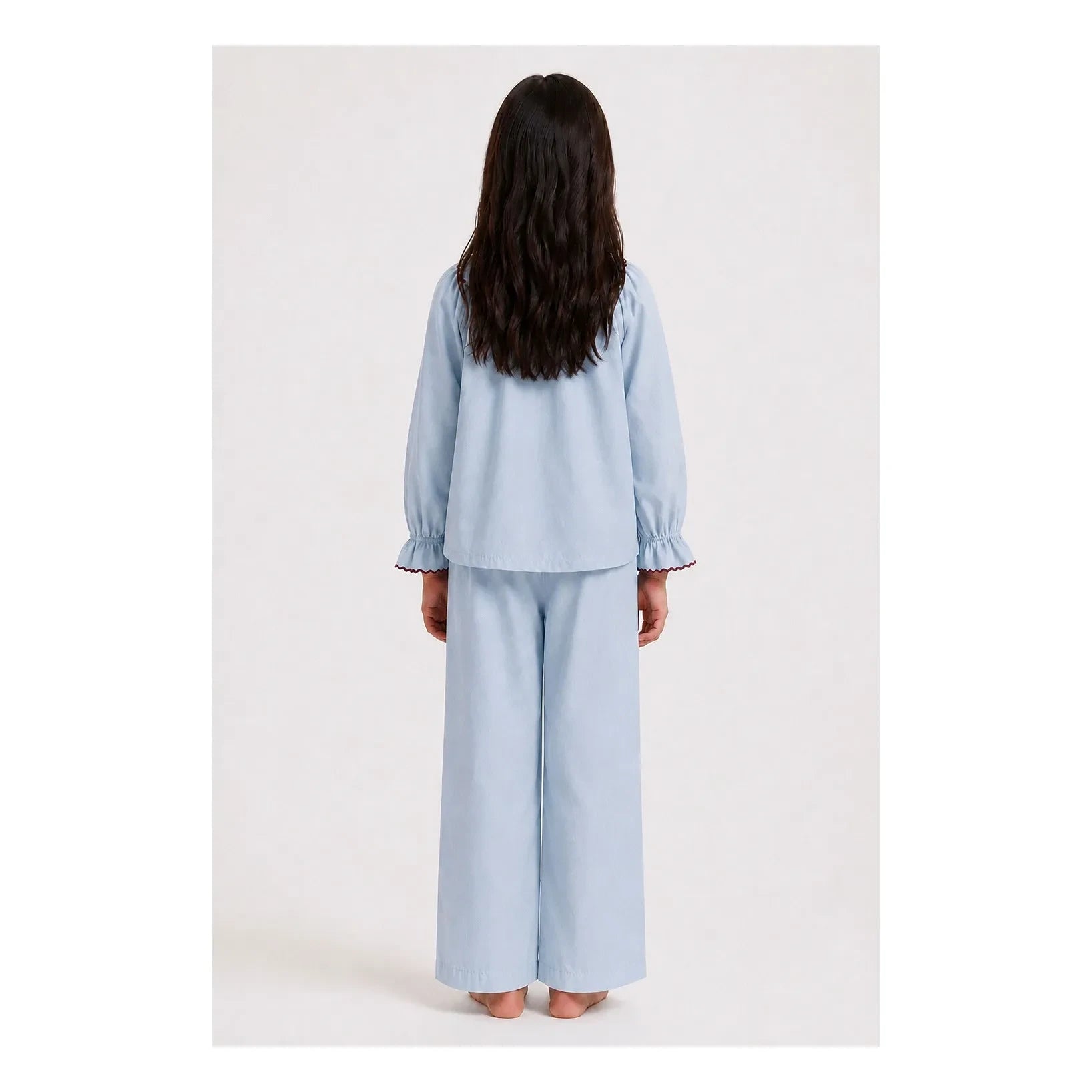 Folkloore - Çiçek Nakışlı Pijama - Çocuk Koleksiyonu | Mavi