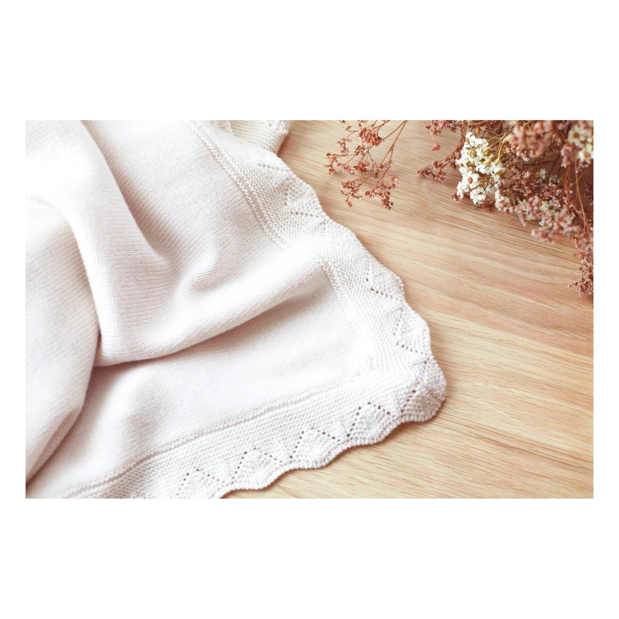 Tartine et Chocolat - Merino Yünlü Throw | Blanc/Écru
