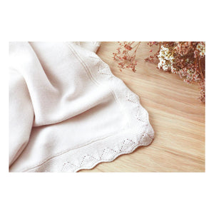 Tartine et Chocolat - Merino Yünlü Throw | Blanc/Écru