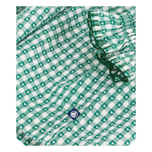 Petit Bateau - Organik Pamuk Poplin Ekose Geniş Elbise | Yeşil