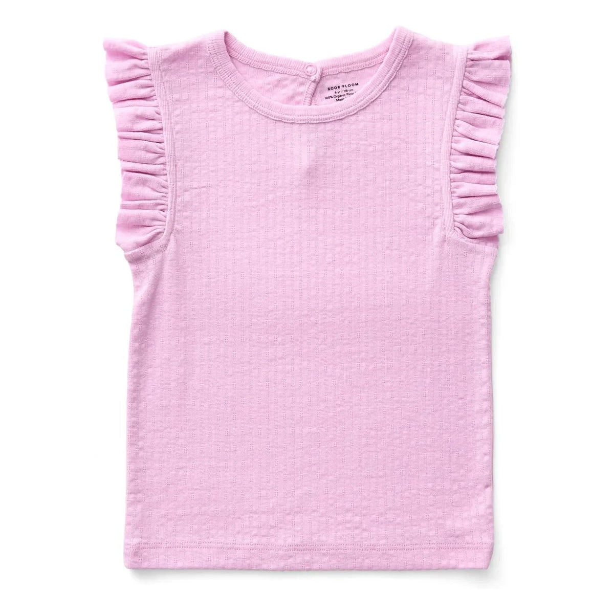 Soor Ploom - Pointelle Fırfırlı organik pamuklu T-shirt | Pembe