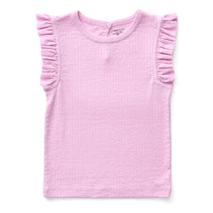 Soor Ploom - Pointelle Fırfırlı organik pamuklu T-shirt | Pembe
