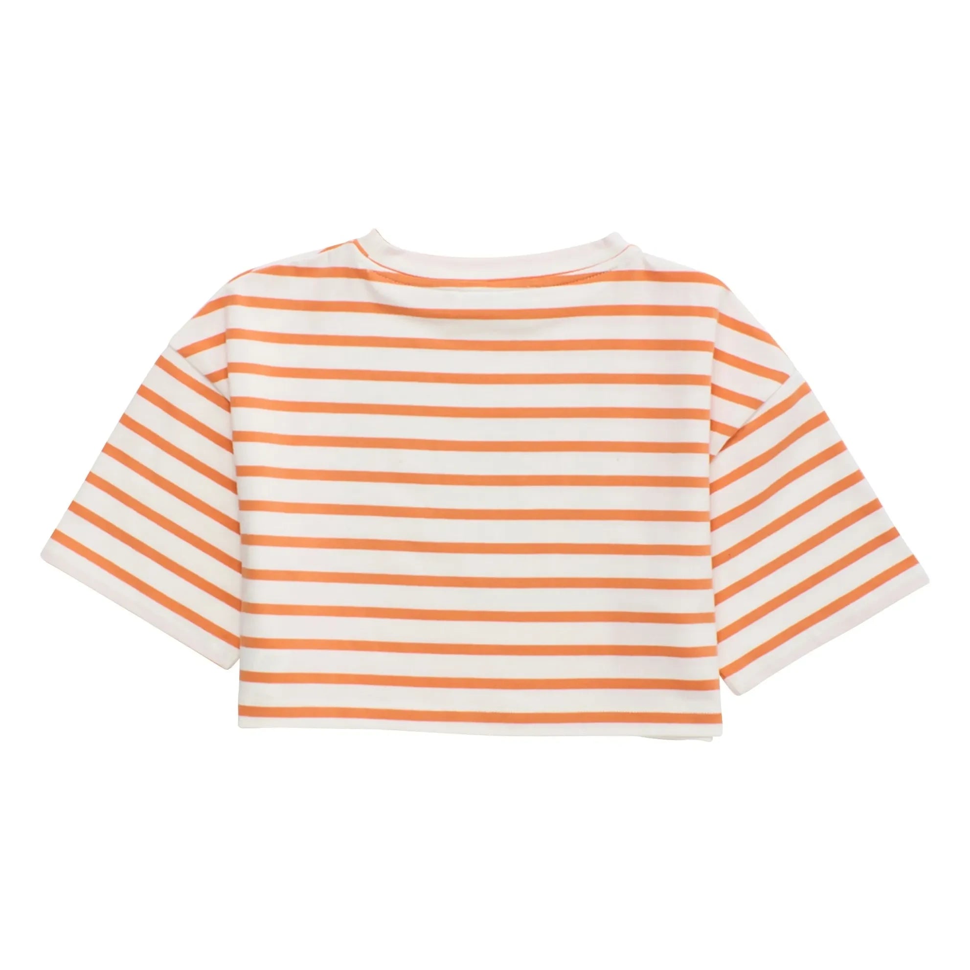 Maison Mangostan - Çizgili Crop Tişört | Turuncu