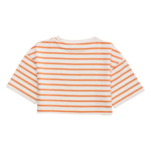Maison Mangostan - Çizgili Crop Tişört | Turuncu