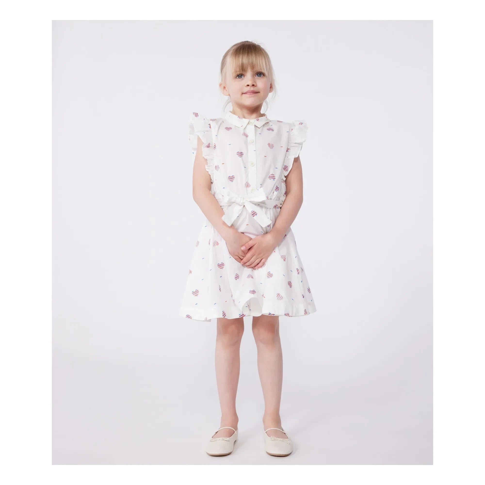 Petit Bateau - Bory Organik Pamuk Poplin Elbise | Krem