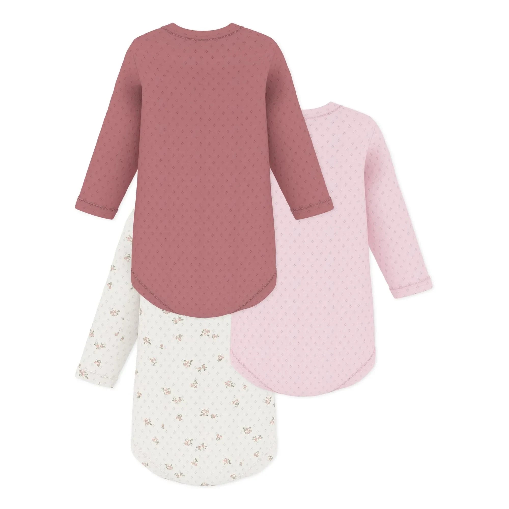 Petit Bateau - 3’lü Pointelle Organik Pamuk Bodi Seti | Pembe