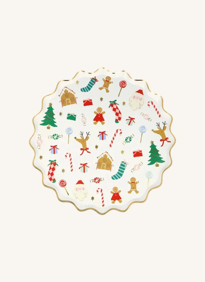 Meri Meri - أطباق كبيرة بتصميم Joli Noël - مجموعة من 8 قطع