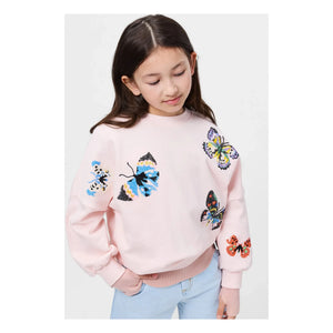 Molo - Marika kelebekler organik pamuk sweatshirt | Açık Pembe