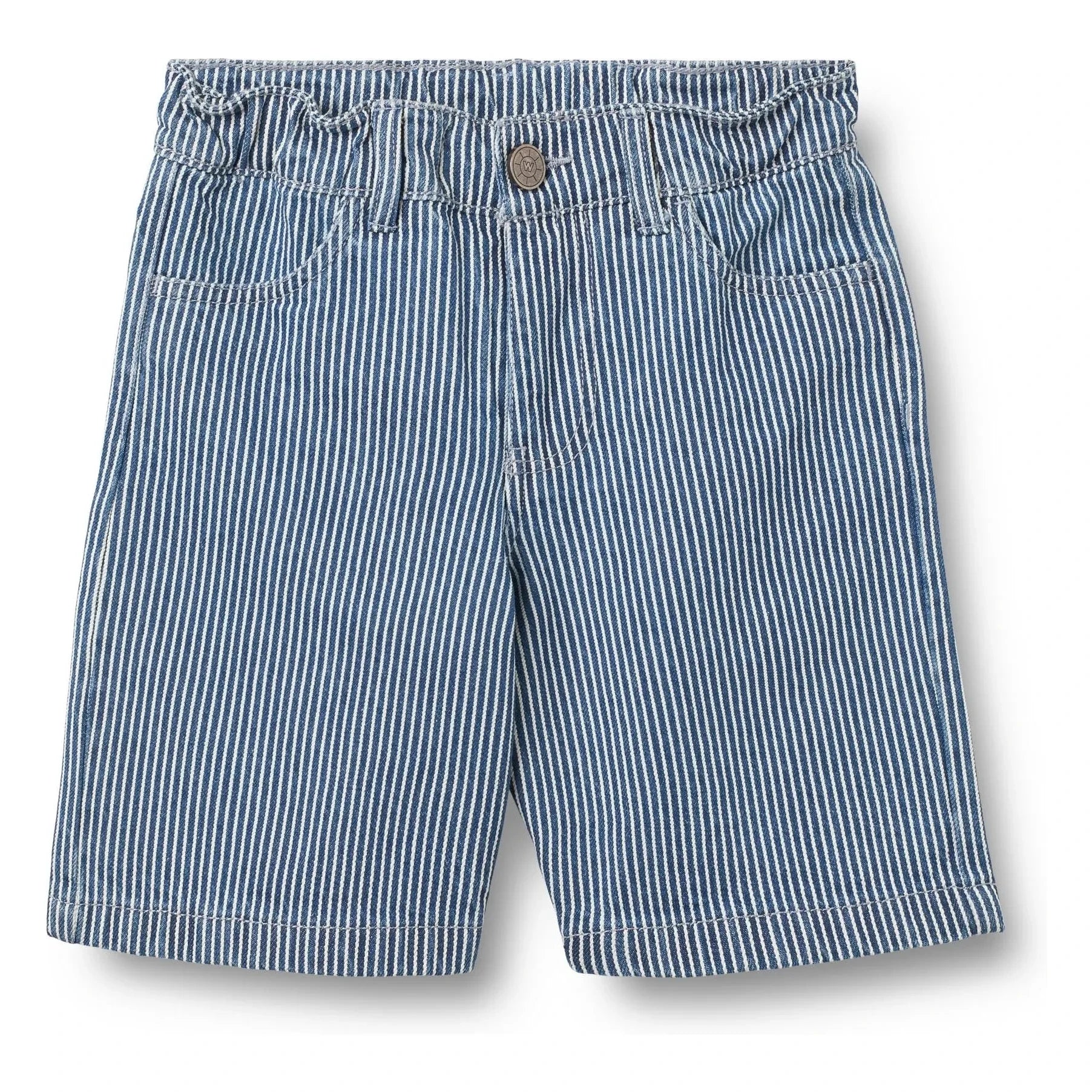 Wheat - Çizgili Christian Denim Bermuda Şort Organik Pamuk | Mavi