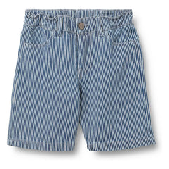 Wheat - Çizgili Christian Denim Bermuda Şort Organik Pamuk | Mavi