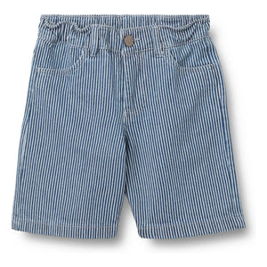 Wheat - Çizgili Christian Denim Bermuda Şort Organik Pamuk | Mavi
