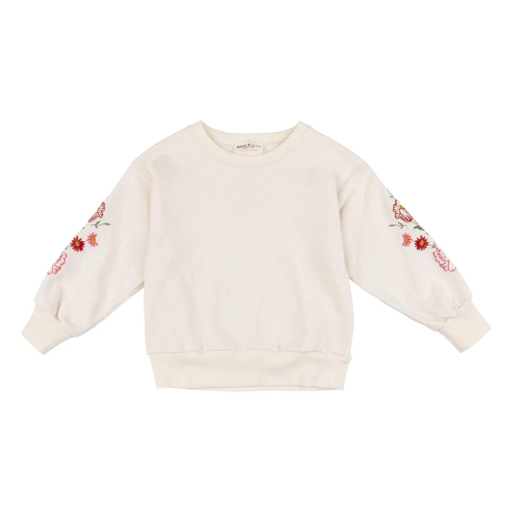 Babe & Tess - İşlemeli Çiçekli Sweatshirt | Kırık beyaz