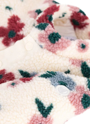 Petit Bateau - Çiçek Desenli Sherpa Bebek Montu | Ekru