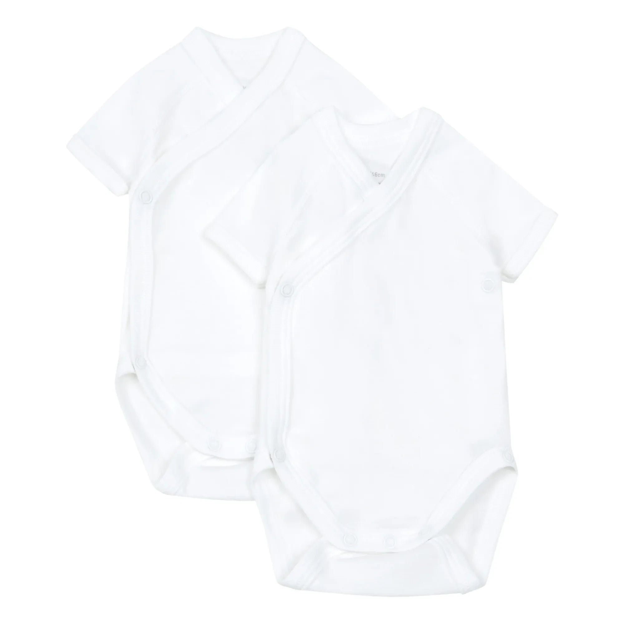 Petit Bateau - Düz Organik Pamuklu Bebek Body'leri - 2'li Set | Beyaz