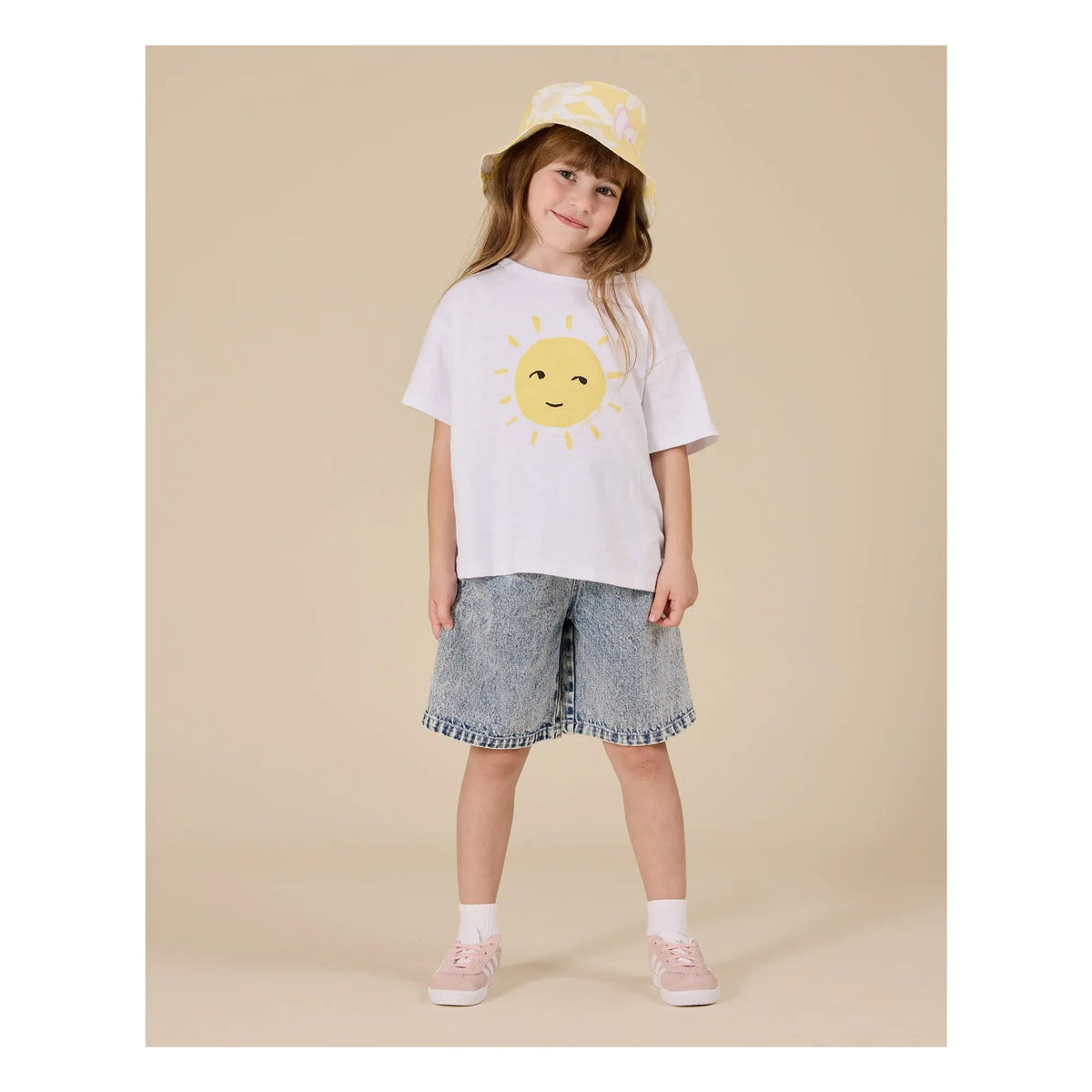 Goldie + Ace - Exclusive Goldie+Ace x Smallable - Oversize Soleil Tişört | Beyaz