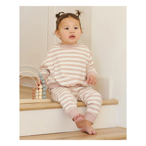 Quincy Mae - Çizgili Organik Pamuk Jogger Pantolon | Pembe