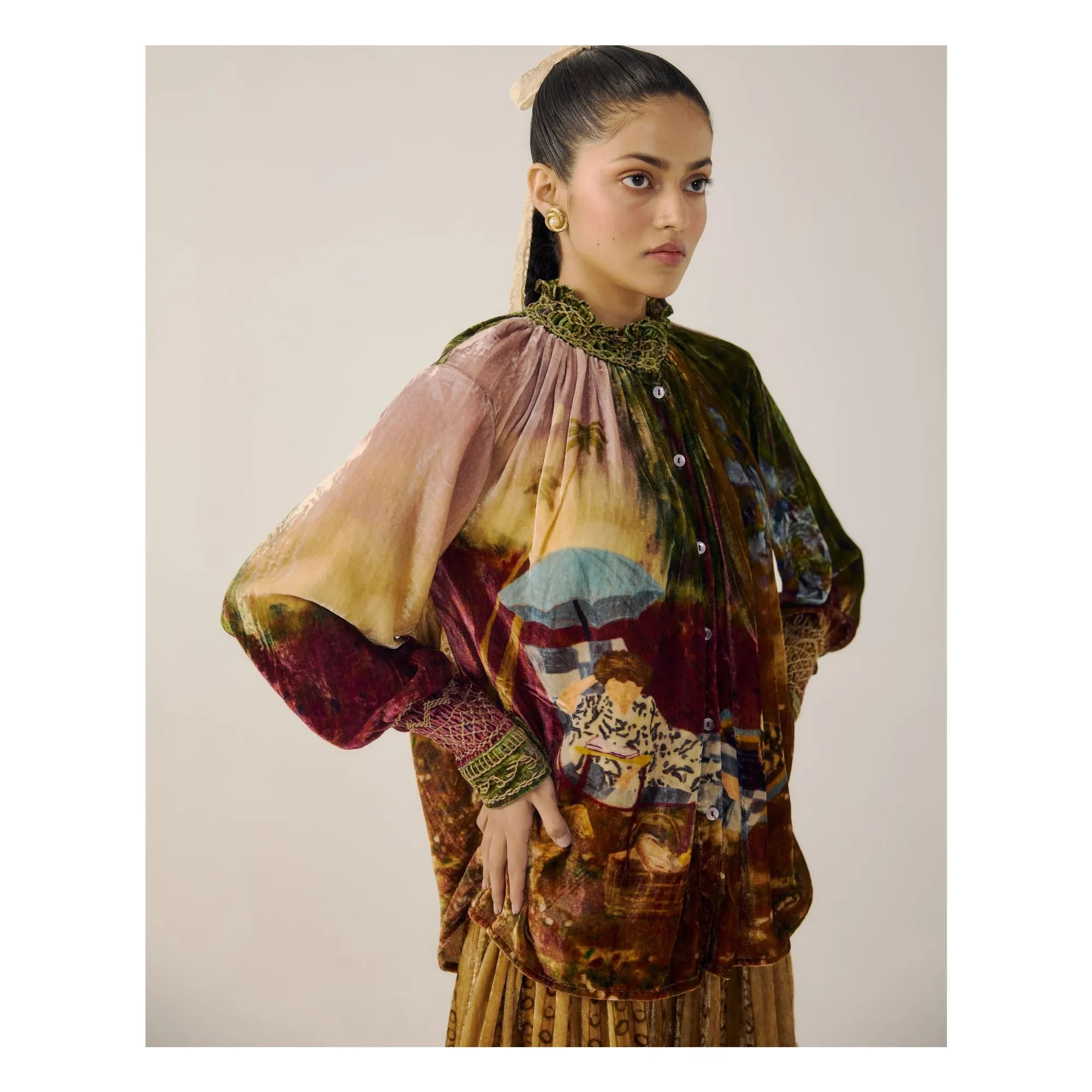 CORD - Farmer Lakeside Kadife Bluz | Bordo