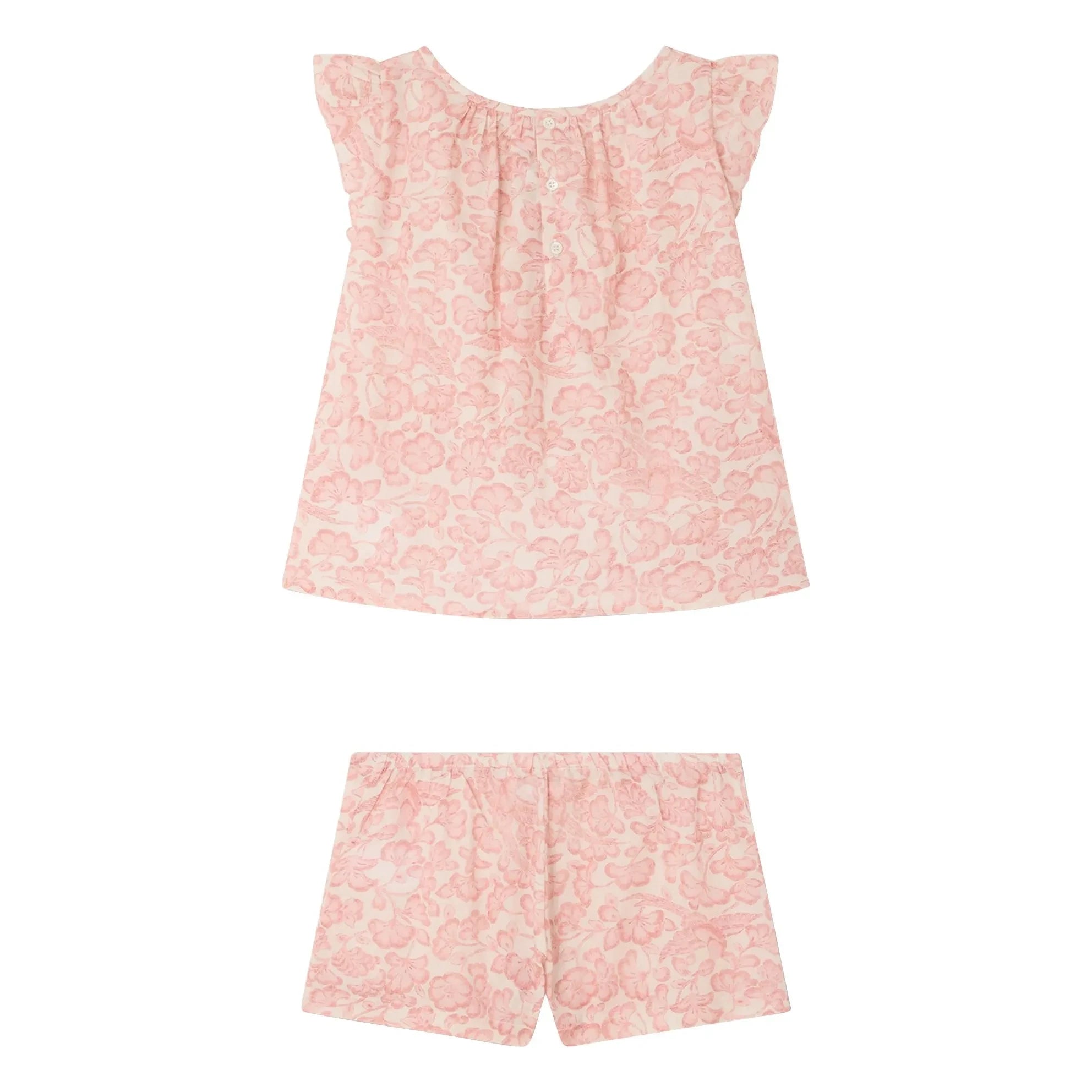 Bonpoint - Ailette Fleuri Organik Pamuk Pijama | Pudra pembesi