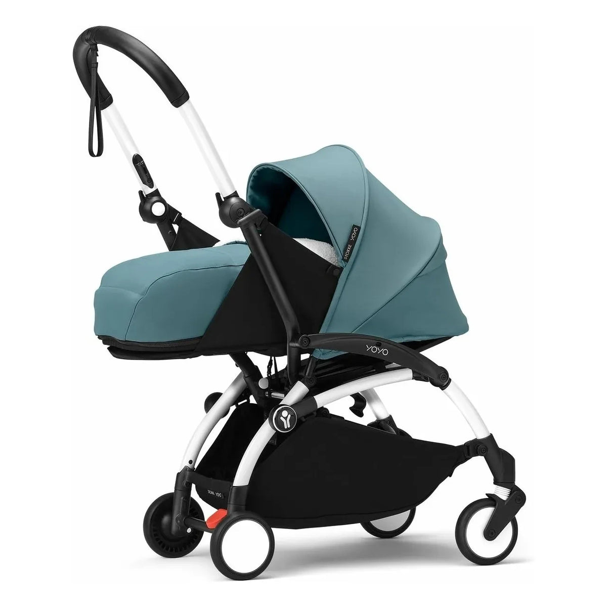 Stokke® - YOYO³ tam bebek arabası 0+ ve 6+ Beyaz çerçeve | Aqua