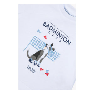 Tartine et Chocolat - Badminton Club Köpek Tişörtü | Beyaz