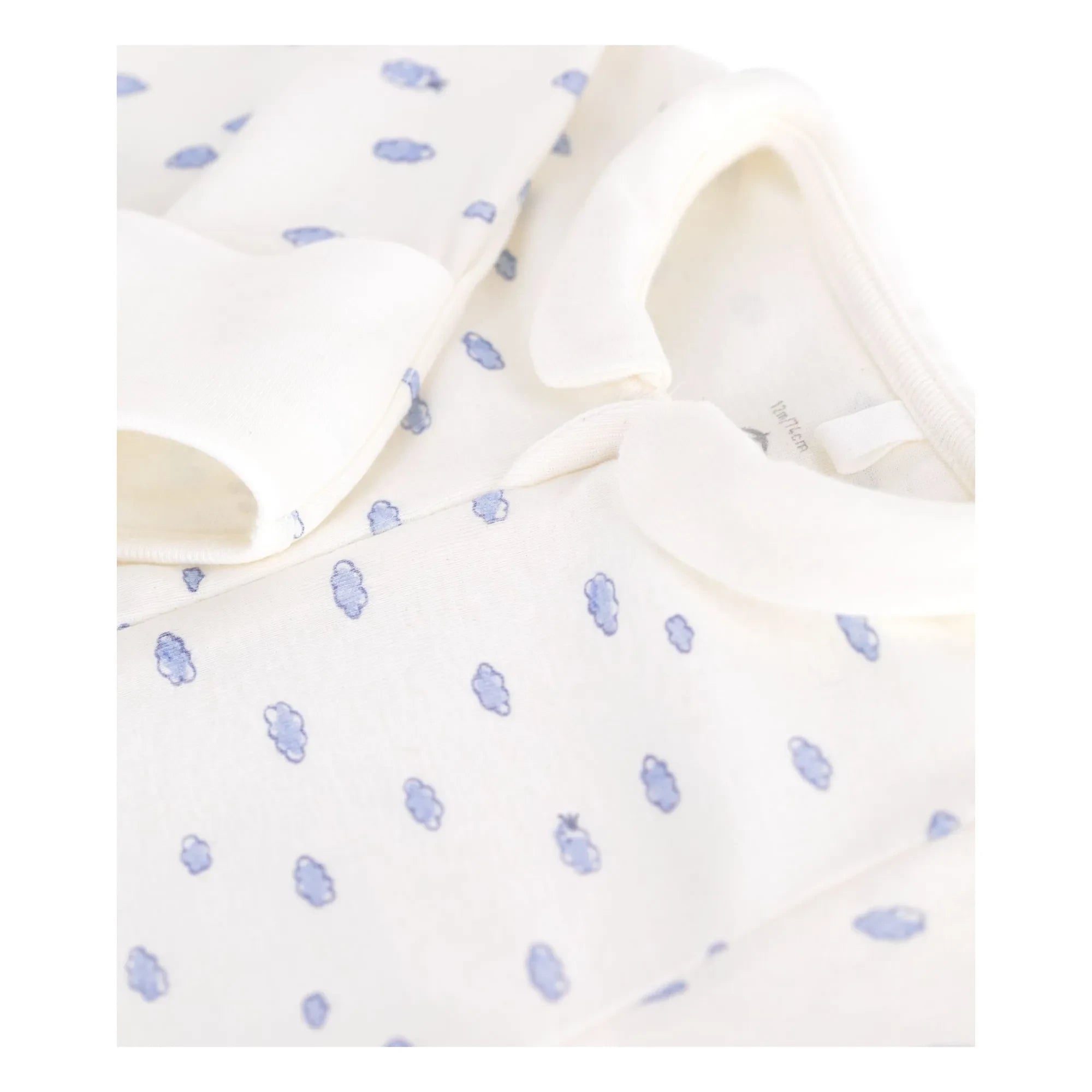 Petit Bateau - Bulutlar Organic Cotton Fermuarlı Dors Bien Pijama | Beyaz